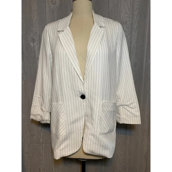 DREW Linen-Blend Boyfriend Jacket M NWT $288 - Picture 1 of 6